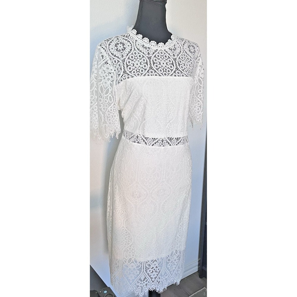 Lulus White Lace Sheath Midi Dress XXL NWOT Bridal Shower Rehearsal Dinner - Picture 2 of 7